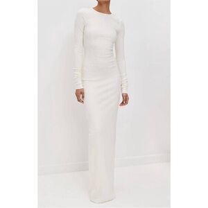NWT Eterne Dress Long Sleeve Crewneck Maxi Ribbed in White